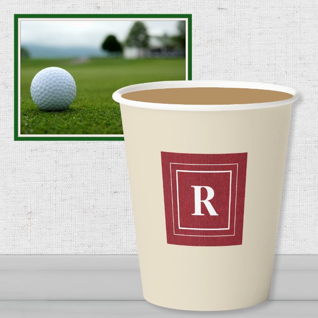 Monogramm, Ruby Red Denim Print 8oz Paper Cups Pappbecher (Von Creator hochgeladen)