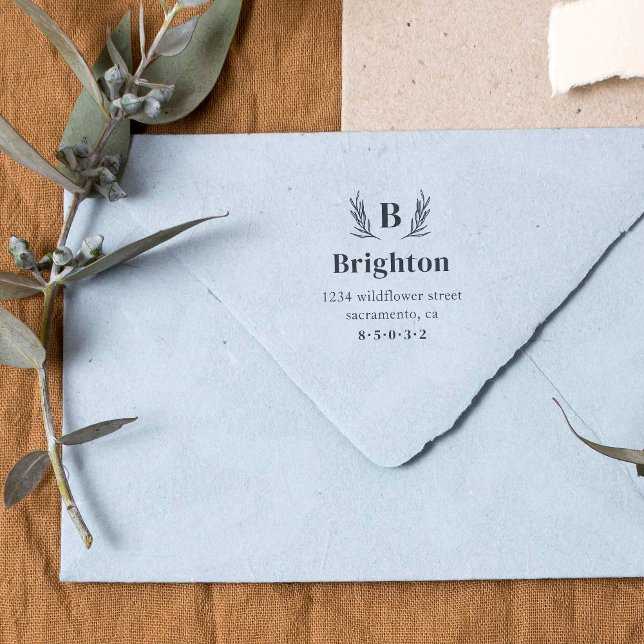 Monogramm-Rücksendeadresse für rustikale Branchen Permastempel (Von Creator hochgeladen)