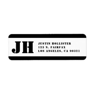 Monogramm-Rücksendeadresse für Schwarz-Weiß-Stift