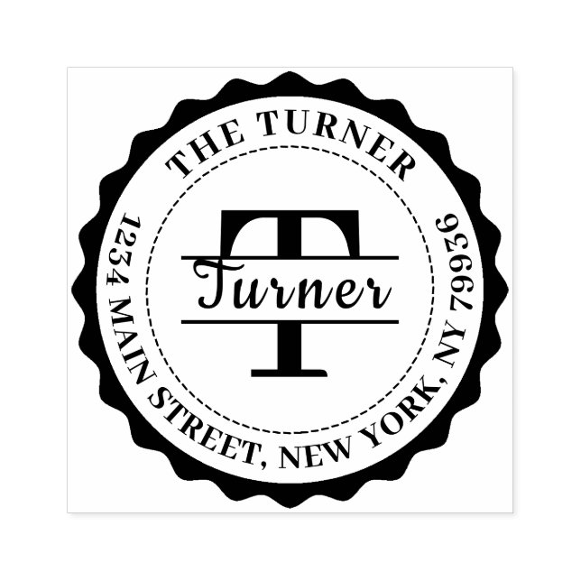 Monogramm-Rücksendeadresse Gummistempel (Prägung)