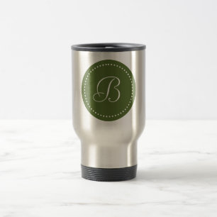 Monogramm-Rund Olivgrün/Weißer Punkt Reisebecher