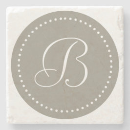 Monogramm runder Aluminium/weißer Punkt-Rand Steinuntersetzer