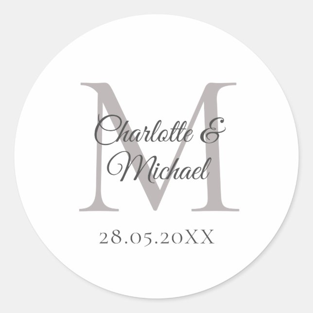 Monogramm Runder Aufkleber (Vorderseite)