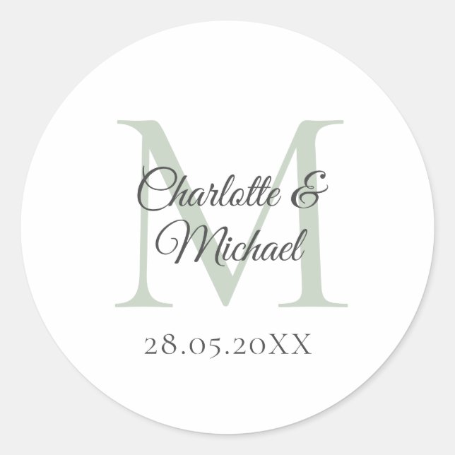 Monogramm Runder Aufkleber (Vorderseite)