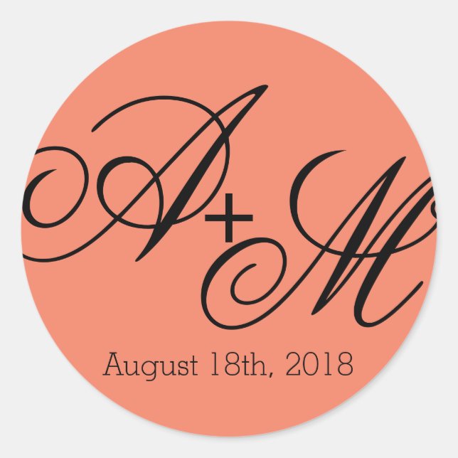 Monogramm Runder Aufkleber (Vorderseite)