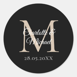 Monogramm   runder aufkleber