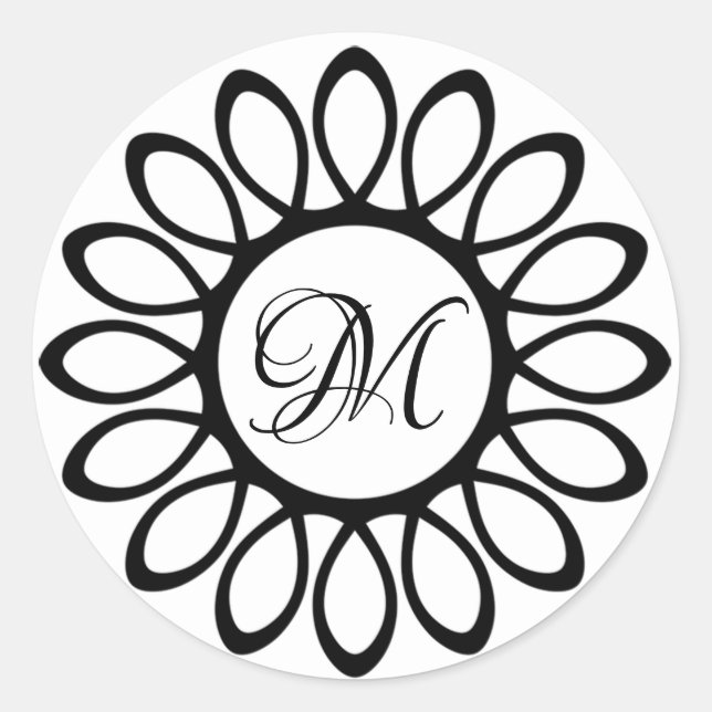 Monogramm Runder Aufkleber (Vorderseite)