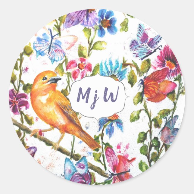 Monogramm Runder Aufkleber (Vorderseite)