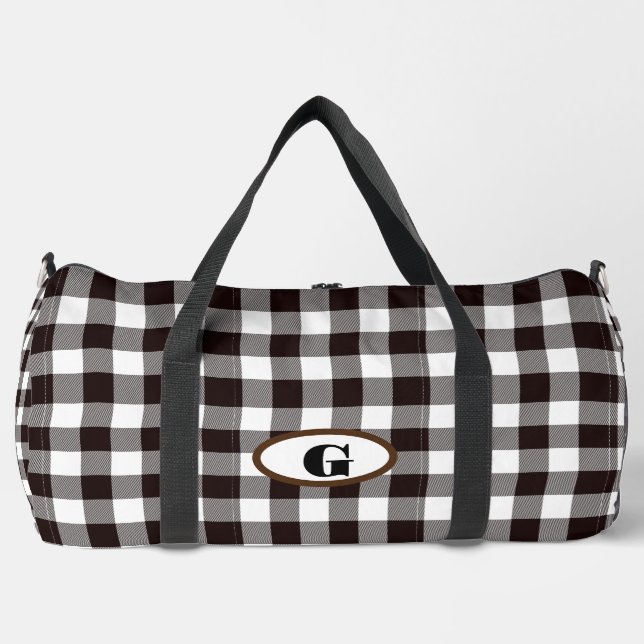 Monogramm rustikal anpassen Kariert Duffle Bag (Vorderseite)