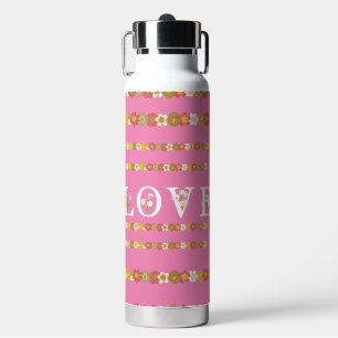 Monogramm rustikale Daisy Floral Liebe Rosa Trinkflasche