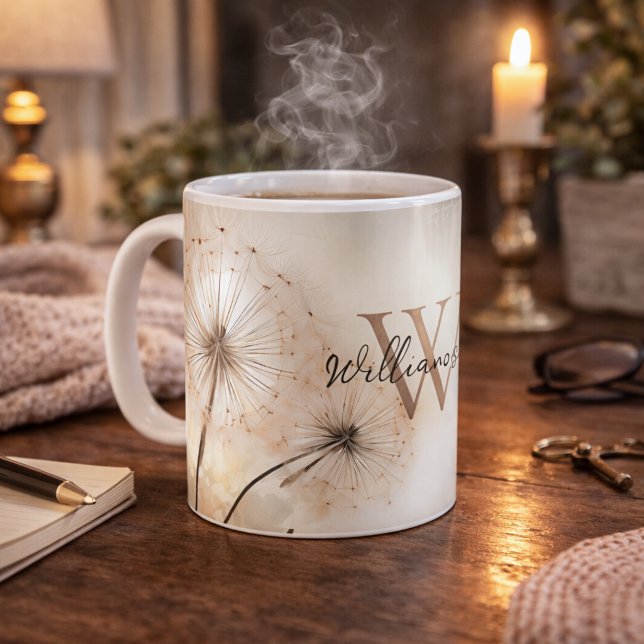Monogramm rustikale Dandeline Kaffeetasse (Von Creator hochgeladen)