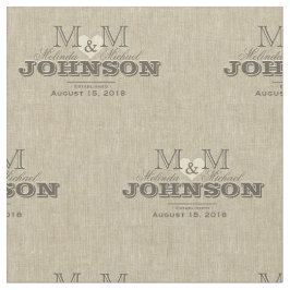 Monogramm rustikale Linen Aussehen mit Herz Stoff