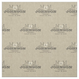 Monogramm rustikale Linen Aussehen mit Herz Stoff