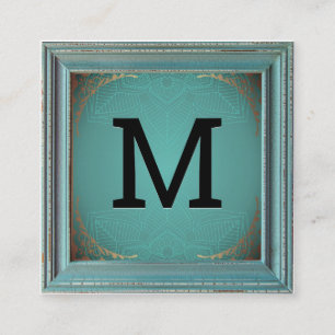 Monogramm   Rustikale Rahmen Gold Decorative Manda Quadratische Visitenkarte