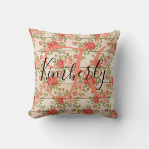 Monogramm Rustikale Rose Kissen