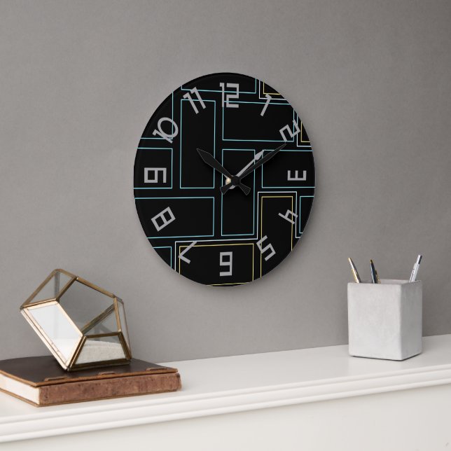 Monogramm rustikale Zahlen Große Wanduhr (Büro)