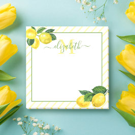 Monogramm rustikale Zitronen Aquarell, Landestreif Post-it Klebezettel