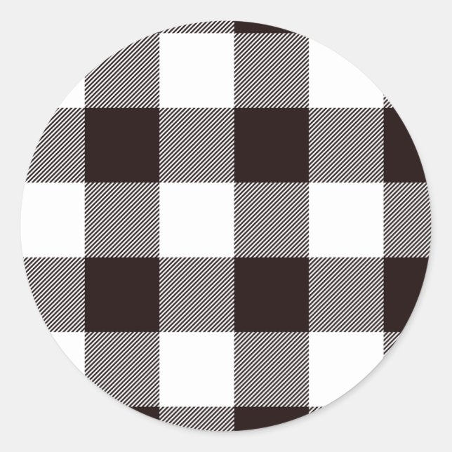 Monogramm Rustikaler Chic Kariert Runder Aufkleber (Vorderseite)