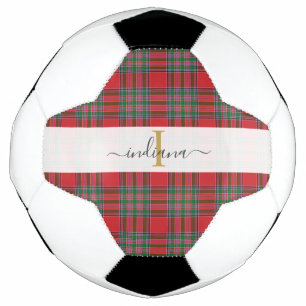 Monogramm Rustikaler Karierter Name Tartan Girly Fußball
