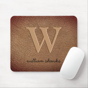 Monogramm rustikales braunes Leder goldene Schreib Mousepad