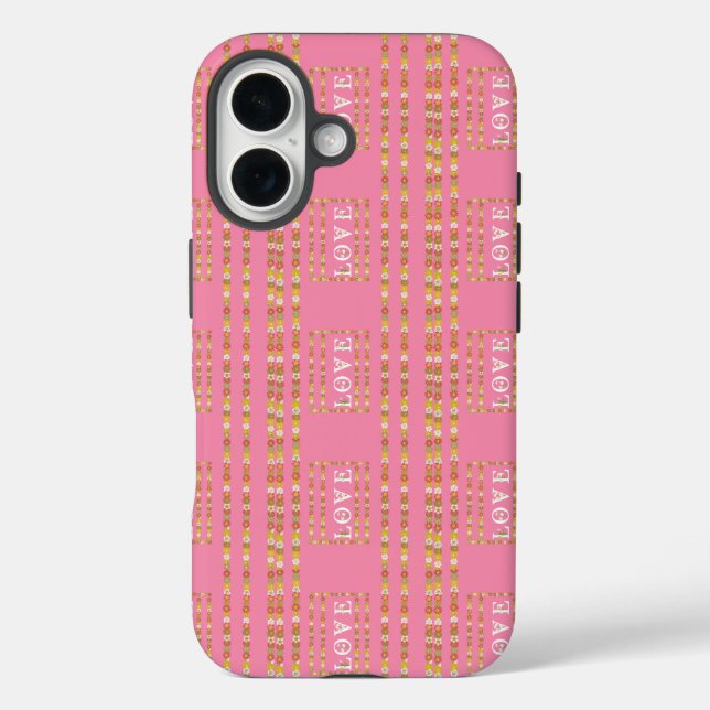 Monogramm rustikales Daisy Floral Pink Case-Mate iPhone Hülle (Rückseite)