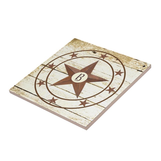 Monogramm Rustikales Sternrad-Keramik Fliese (Seite)