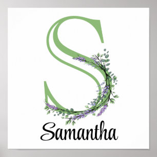Monogramm S Lavendel-Eukalyptus-Kinderzimmer Poste Poster