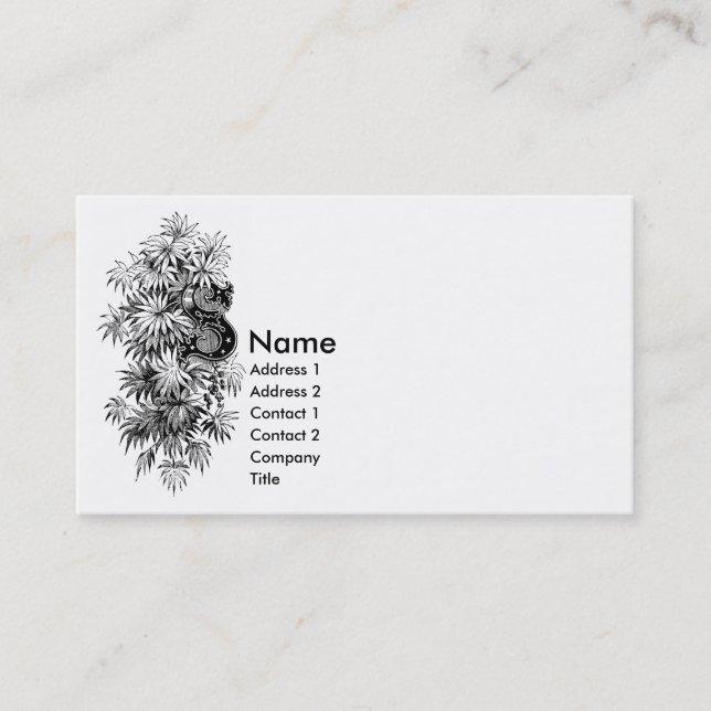 Monogramm S mit Palmetto-Blätter Visitenkarte (Vorderseite)
