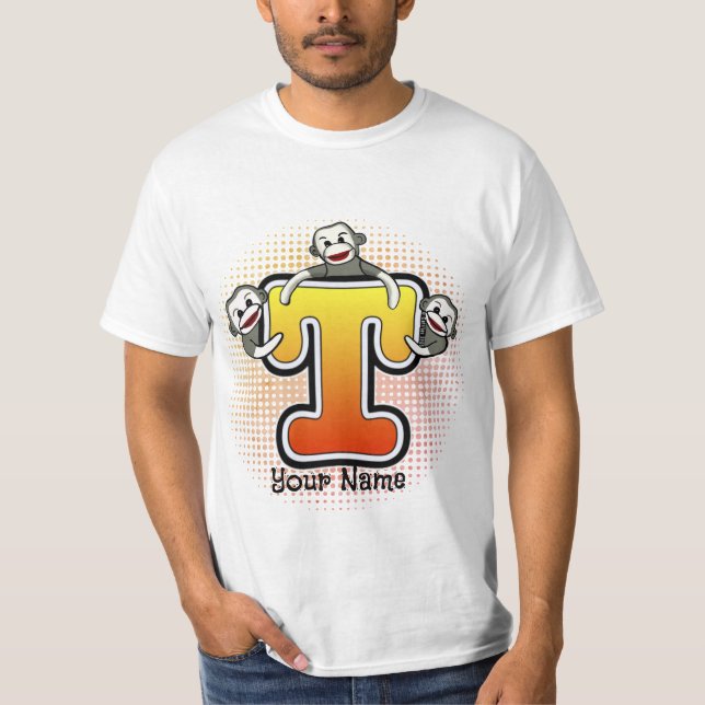 Monogramm S Sockenaffe T-Shirt (Vorderseite)