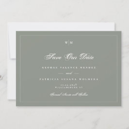 Monogramm-Sage Grey Foto Hochzeit Save The Date