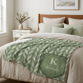 Monogramm Sagegrün Chunky Knit Druck personalisier Sherpadecke