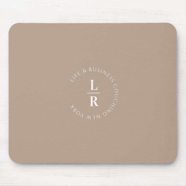 Monogramm, Salon, minimalistisch, beigefarben Mousepad (Vorne)