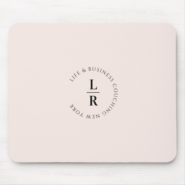 Monogramm, Salon, minimalistisch, hellbeige-Rose Mousepad (Vorne)