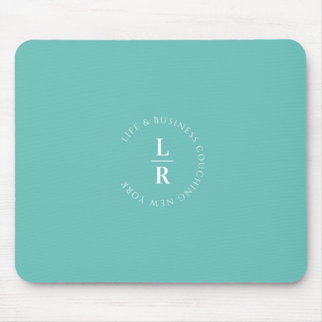 Monogramm, Salon, minimalistisch, türkis Mousepad (Vorne)