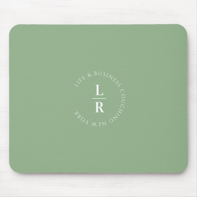 Monogramm, Salon, minimalistisch, weichgrün Mousepad (Vorne)