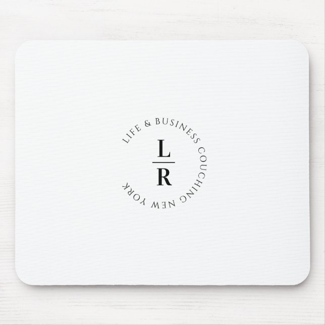 Monogramm, Salon, minimalistisch, weiß Mousepad (Vorne)