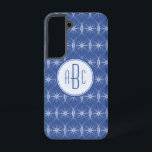 Monogramm Samsung Galaxy Hülle<br><div class="desc">Dieses Gehäuse hat ein smartes geometrisches Muster aus wiederholten Rädern. In der Mitte ist ein hellblaues Fahrradrad für Sie bereit,  um Ihre Initialen hinzuzufügen. Es wurde mit einem Fan des Radsports im Kopf entworfen und macht ein unterhaltsames und ungewöhnliches Muster.</div>