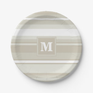 Monogramm Sandsteinstreifen Pappteller