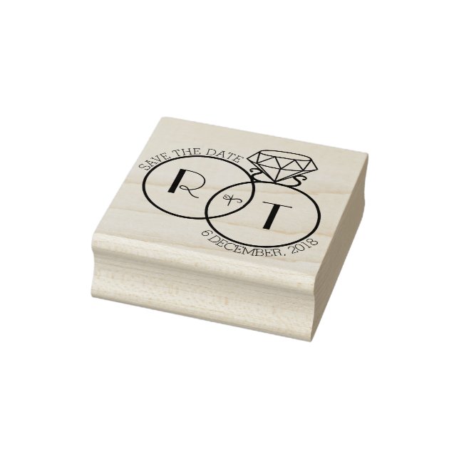 Monogramm-Save the Date Briefmarke Gummistempel (Stempel)
