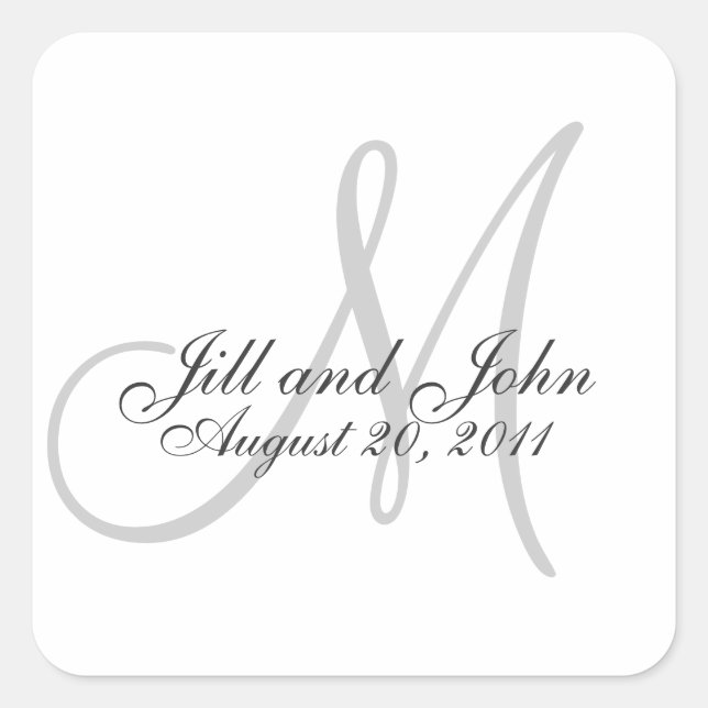 Monogramm Save the Date Hochzeitsplatz für Siegel Quadratischer Aufkleber (Vorderseite)