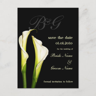 Monogramm Save-the-Date-Karten mit Calla-Lilien-Mo Ankündigungspostkarte