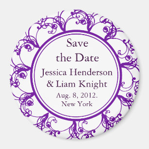 Monogramm-Save the Date Magnet lila
