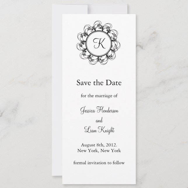 Monogramm Save the Date (weiß) (Vorderseite)