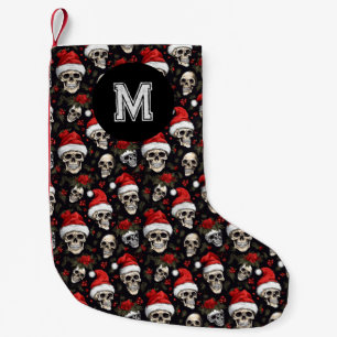 Monogramm-Schädel-Weihnachtsmann-Weihnachten-Goth  Kleiner Weihnachtsstrumpf