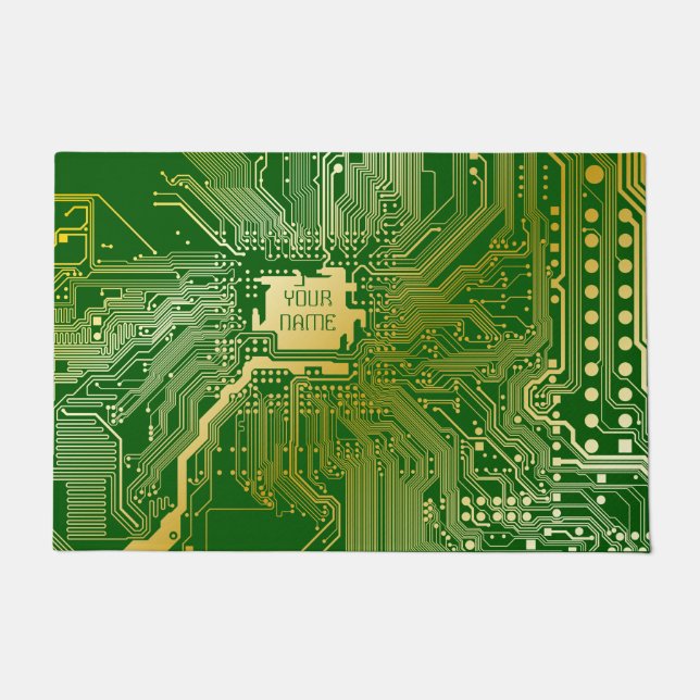 Monogramm Schaltkreisplatine Elektronik Chip Tech Fußmatte (Vorderseite)