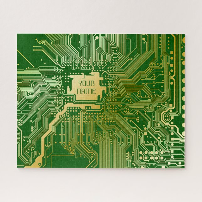 Monogramm Schaltkreisplatine Elektronik Chip Tech Puzzle (Horizontal)