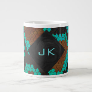 Monogramm Schlange braun und Aquamarin drucken Jumbo-Tasse