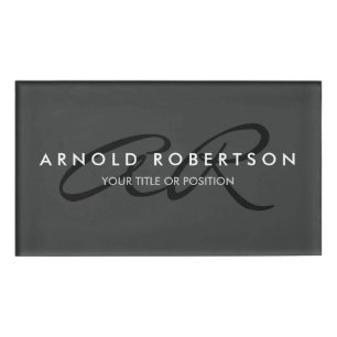 Monogramm Schlicht Grau Namenschild