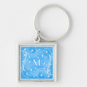 Monogramm-Schlüsselanhänger für blaue und weiße Wi Schlüsselanhänger