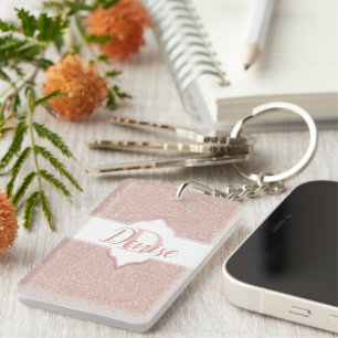 Monogramm-Schlüsselanhänger für den rosa Glitzer Schlüsselanhänger